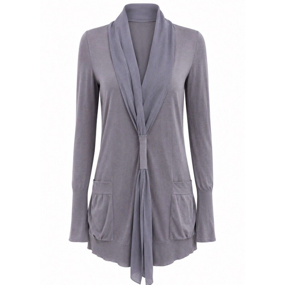 Rivamonti Silk Shawl Collar Cardigan Women Sz M Dusty Lavender Made In Italy GUC